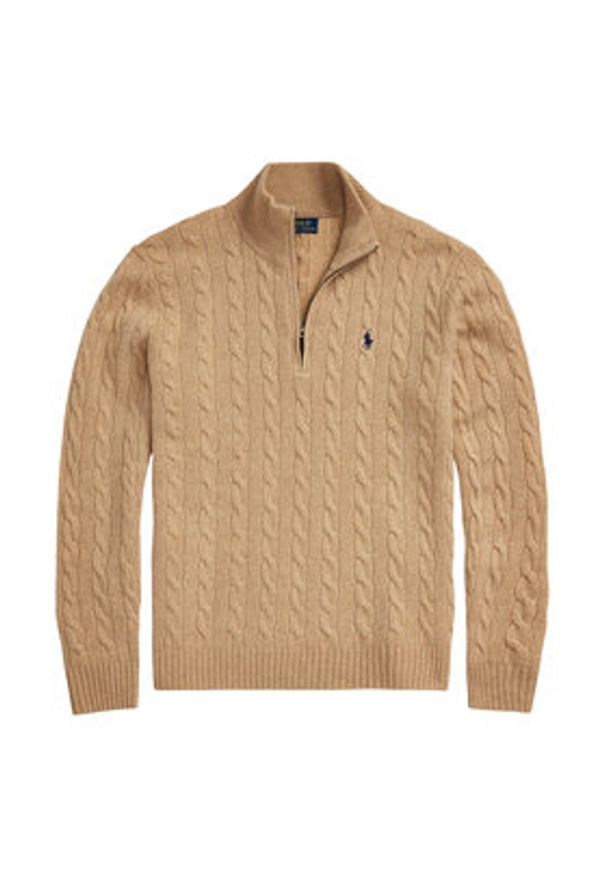 Polo Ralph Lauren Sweter 710876766006 Beżowy Regular Fit. Typ kołnierza: polo. Kolor: beżowy. Materiał: wełna