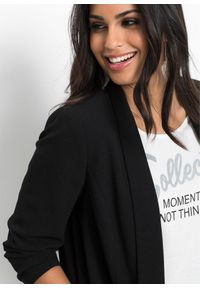 bonprix - Długi żakiet z drapowanymi rękawami. Kolor: czarny. Długość: długie. Styl: elegancki #2