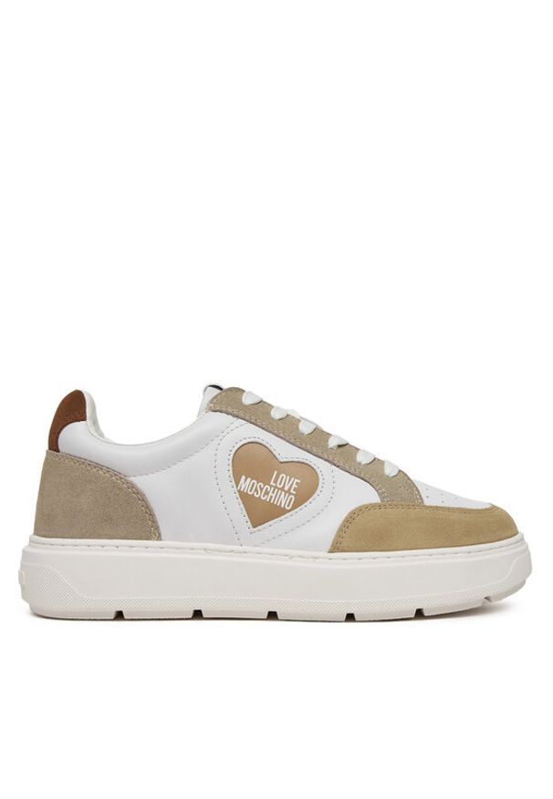 Love Moschino - LOVE MOSCHINO Sneakersy JA15154G1MIAA10A Biały. Kolor: biały. Materiał: skóra