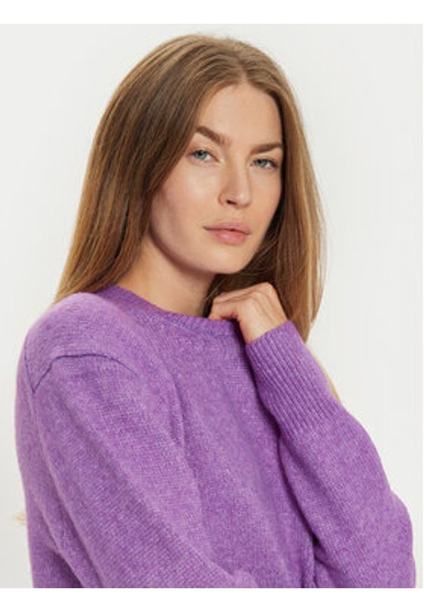 Brave Soul Sweter LK-248CARRY Fioletowy Regular Fit. Kolor: fioletowy. Materiał: syntetyk