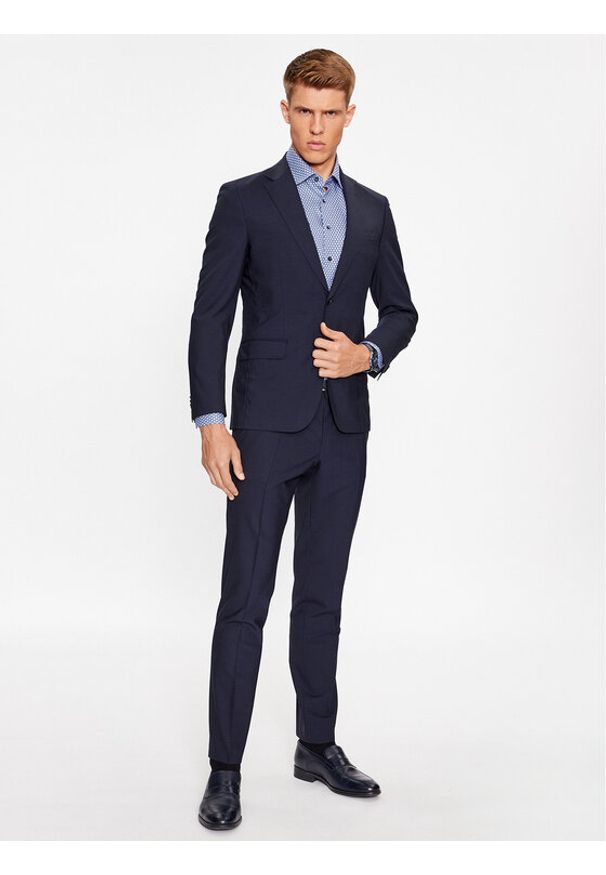 BOSS - Boss Garnitur P-Huge-233 50502500 Granatowy Slim Fit. Kolor: niebieski. Materiał: wełna