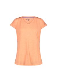 Damska koszulka v-neck CMP. Typ kołnierza: dekolt w serek. Kolor: wielokolorowy, pomarańczowy. Materiał: tkanina. Sport: turystyka piesza #1