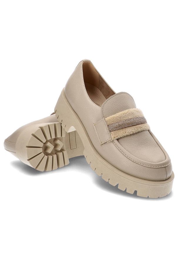 Beżowe Półbuty Lemar Eleganckie Skórzane Buty Damskie. Okazja: do pracy. Kolor: beżowy. Materiał: skóra. Szerokość cholewki: normalna. Styl: elegancki