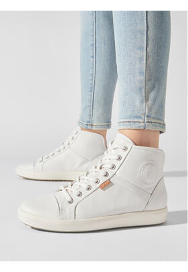 ecco - ECCO Sneakersy Soft 7 Ladies 430023 01007 Biały. Kolor: biały. Materiał: skóra