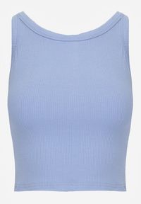 Renee - Niebieski Top na Ramiączkach Basic Prążkowany Zitira. Okazja: na co dzień. Kolor: niebieski. Materiał: prążkowany. Długość rękawa: na ramiączkach. Styl: casual #5