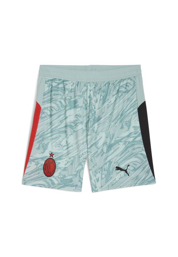 Puma - Męskie szorty bramkarskie AC Milan 25/26 PUMA Modern Mint For All Time Red Green. Kolor: czerwony, zielony, wielokolorowy. Materiał: tkanina. Sport: piłka nożna