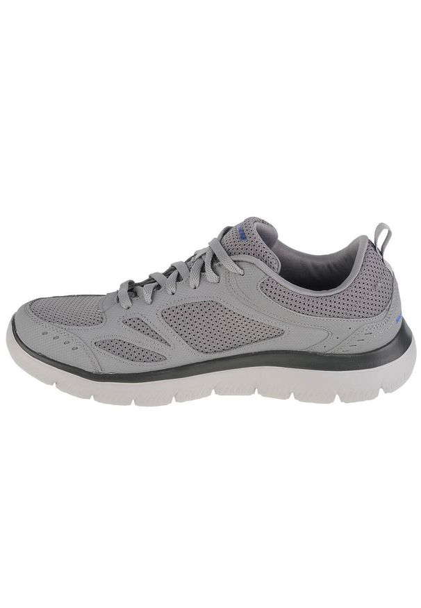 skechers - Buty do chodzenia męskie Skechers Summits. Zapięcie: sznurówki. Kolor: szary. Materiał: tkanina, materiał, guma, syntetyk. Szerokość cholewki: normalna. Sport: turystyka piesza