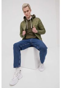 Jack & Jones bluza bawełniana męska kolor zielony z kapturem gładka. Okazja: na co dzień. Typ kołnierza: kaptur. Kolor: zielony. Materiał: bawełna. Wzór: gładki. Styl: casual #3