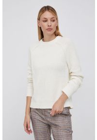 Calvin Klein - Sweter wełniany. Okazja: na co dzień. Kolor: beżowy. Materiał: wełna. Długość rękawa: długi rękaw. Długość: długie. Styl: casual #1