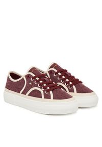 TOMMY HILFIGER - Tommy Hilfiger Tenisówki Platform Vulc Sneaker Piping FW0FW09394 Bordowy. Kolor: czerwony. Materiał: materiał. Obcas: na platformie #6