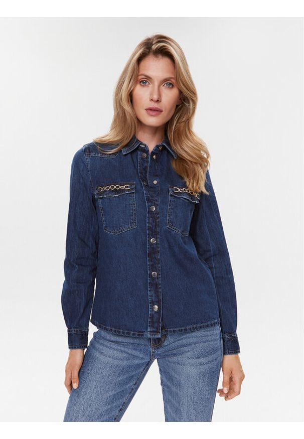 Guess Koszula jeansowa Riko W3BH77 D32Q7 Granatowy Regular Fit. Kolor: niebieski. Materiał: jeans, bawełna