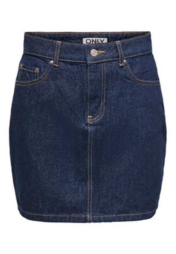 only - ONLY Spódnica jeansowa Stella 15339630 Granatowy Regular Fit. Kolor: niebieski. Materiał: bawełna