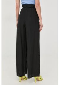 Patrizia Pepe spodnie damskie kolor czarny szerokie high waist. Stan: podwyższony. Kolor: czarny. Materiał: tkanina #3