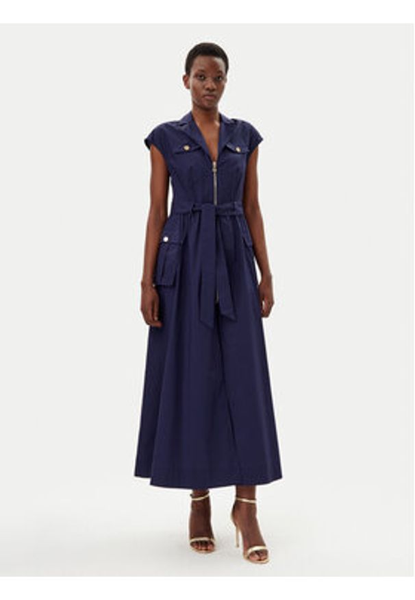 Gaudi Sukienka koszulowa 511FD15014 Niebieski Regular Fit. Kolor: niebieski. Materiał: bawełna. Typ sukienki: koszulowe