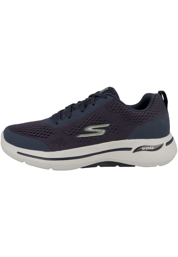 skechers - Buty sportowe Sneakersy męskie, Skechers Go Walk Arch Fit. Zapięcie: sznurówki. Kolor: niebieski. Materiał: tkanina, materiał, syntetyk. Szerokość cholewki: normalna. Sport: turystyka piesza