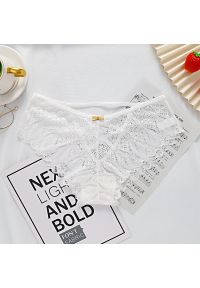 Intica - Majtki koronkowe ze strapsami eleganckie Herlaug. Kolor: biały. Materiał: koronka. Wzór: koronka