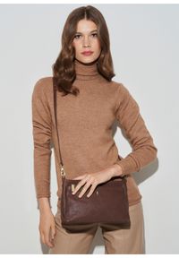 Ochnik - Skórzana torebka damska trzykomorowa. Kolor: brązowy. Materiał: skórzane #6