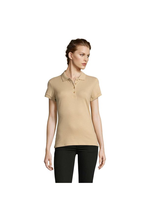 SOL'S - Damska Koszulka Polo People. Typ kołnierza: polo. Kolor: beżowy