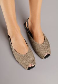 Born2be - Ciemnobeżowe Sandały Ozdobione Plecionką i Aplikacjai Hellia. Okazja: na co dzień. Zapięcie: sprzączka. Kolor: beżowy. Materiał: jeans. Wzór: aplikacja. Sezon: lato. Styl: klasyczny, casual, elegancki #6