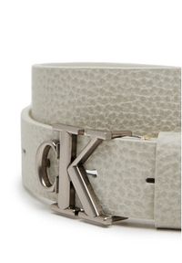 Calvin Klein Jeans Pasek Damski Monogram Placque Buckle 25Mm LV04K7003G Biały. Kolor: biały. Materiał: skóra