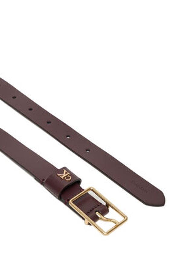 Calvin Klein Pasek Damski Square Buckle Ck Loop 25Mm LV04F7050G Bordowy. Kolor: czerwony. Materiał: skóra