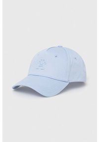 TOMMY HILFIGER - Tommy Hilfiger czapka z daszkiem bawełniana kolor niebieski gładka. Kolor: niebieski. Materiał: bawełna. Wzór: gładki #1