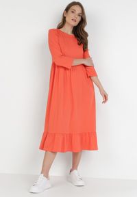 Born2be - Pomarańczowa Sukienka Himeete. Kolor: pomarańczowy. Materiał: bawełna, dzianina. Długość: midi #3