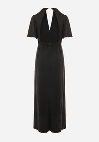 Renee - Czarna Sukienka Delsarte. Okazja: na wesele, na ślub cywilny. Kolor: czarny. Typ sukienki: plisowane. Styl: elegancki, wizytowy. Długość: maxi #3