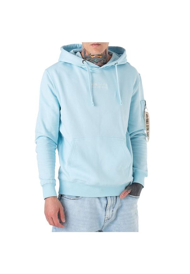 Bluza Alpha Industries Organics EMB Hoody 118350648 - niebieska. Okazja: na co dzień. Typ kołnierza: kaptur. Kolor: niebieski. Materiał: bawełna. Styl: klasyczny, casual