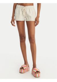Roxy Szorty materiałowe Oceanside ARJNS03007 Beżowy Regular Fit. Kolor: beżowy. Materiał: len #1
