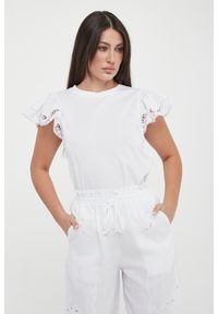 Twinset Milano - T-shirt damski z koronką TWINSET. Materiał: koronka. Wzór: koronka #1