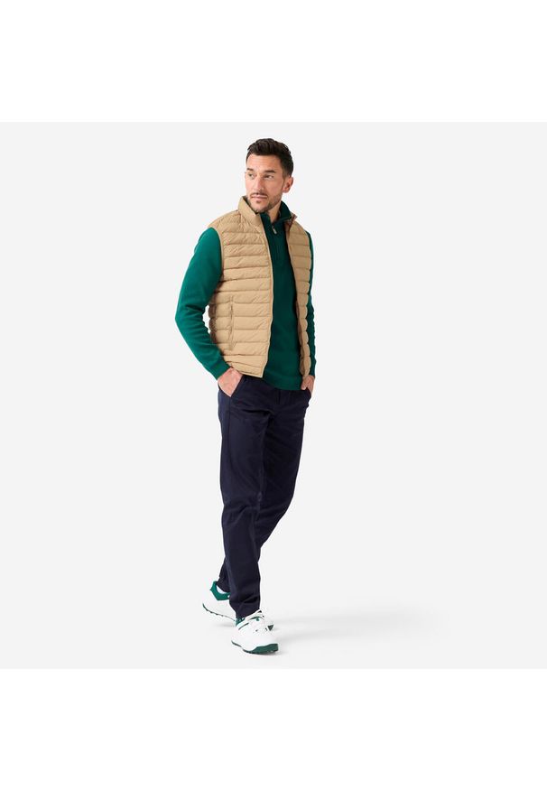 INESIS - Kamizelka do golfa męska Inesis MW500. Typ kołnierza: golf. Kolor: beżowy. Materiał: poliester, materiał, poliamid. Długość rękawa: bez rękawów. Sport: golf