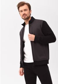 Volcano - Bluza ze stójką B-NARS. Okazja: na co dzień. Typ kołnierza: kołnierzyk stójkowy. Kolor: szary. Materiał: jeans, skóra, dzianina, prążkowany, bawełna, materiał. Wzór: gładki, kolorowy. Styl: klasyczny, elegancki, casual