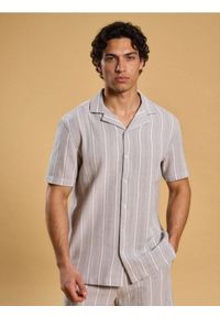 Sinsay - Bawełniana koszula w paski - zielony. Kolor: zielony. Materiał: bawełna. Wzór: paski #1