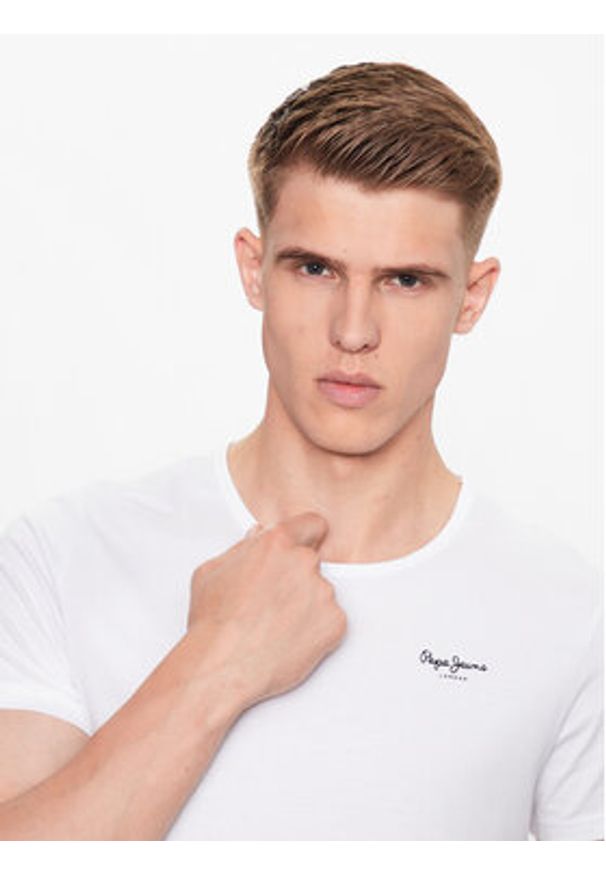 Pepe Jeans Komplet t-shirtów Pepe Tshirt 2P PMU10976 Biały Regular Fit. Kolor: biały. Materiał: bawełna