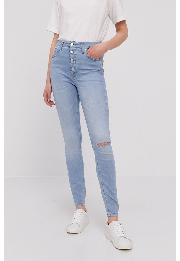 Calvin Klein Jeans - Jeansy. Stan: podwyższony. Kolor: niebieski