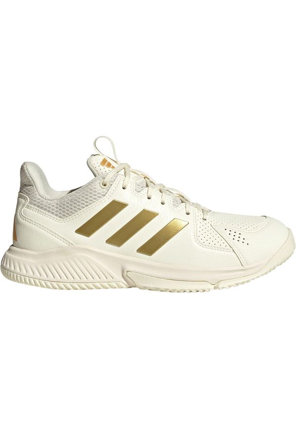 Adidas - Damskie buty halowe adidas Court Flight. Kolor: żółty, biały, wielokolorowy. Sport: siatkówka
