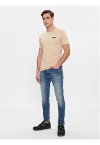 Calvin Klein Jeans T-Shirt Stacked Box Tee J30J324647 Beżowy Slim Fit. Kolor: beżowy. Materiał: bawełna #4