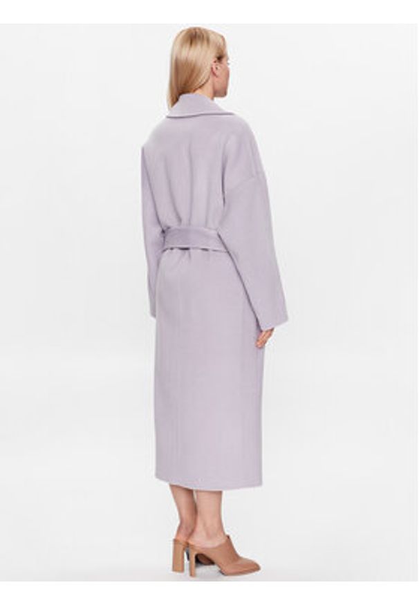 Calvin Klein Płaszcz wełniany K20K205855 Fioletowy Regular Fit. Kolor: fioletowy. Materiał: wełna