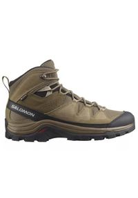 salomon - Buty trekkingowe męskie Salomon Quest Rove Gtx. Wysokość cholewki: za kostkę. Zapięcie: sznurówki. Kolor: zielony. Materiał: materiał, skóra, syntetyk. Szerokość cholewki: normalna