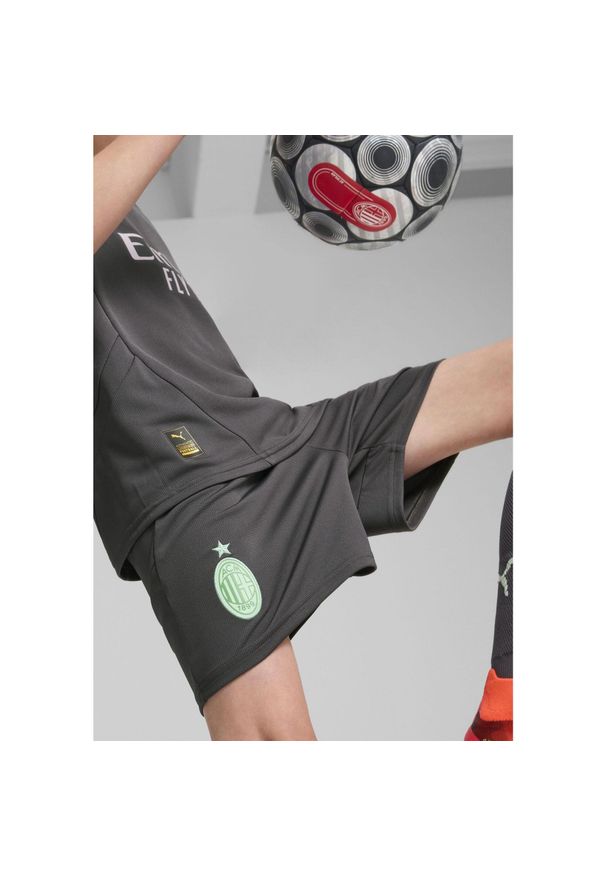 Puma - Młodzieżowe szorty AC Milan 24/25 PUMA Shadow Gray Fresh Mint Green. Kolor: zielony, wielokolorowy, szary. Sport: piłka nożna