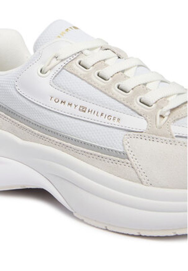 TOMMY HILFIGER - Tommy Hilfiger Sneakersy Th Sporty Chic Runner FW0FW09187 Biały. Kolor: biały. Materiał: skóra, zamsz