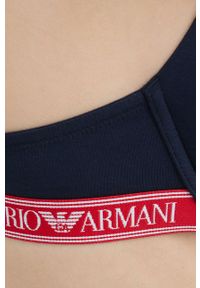 Emporio Armani Underwear biustonosz kolor granatowy gładki. Kolor: niebieski. Rodzaj stanika: wyciągane miseczki, biustonosz z fiszbinami, odpinane ramiączka. Wzór: gładki #4