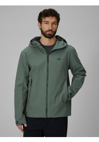 4f - 4F Kurtka przejściowa membrana 5000 męska - zielona L. Okazja: na co dzień. Kolor: zielony. Materiał: skóra, materiał. Styl: casual #1