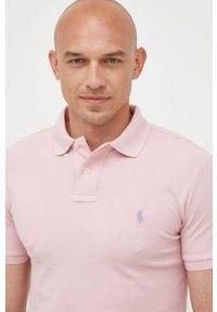 Polo Ralph Lauren polo bawełniane kolor różowy gładki. Typ kołnierza: polo. Kolor: różowy. Materiał: bawełna. Długość: krótkie. Wzór: gładki #1