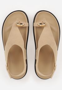 Born2be - Beżowe Sandały w Typie Japonek z Imitacji Zamszu ze Sprzączką Arieslyn. Okazja: na co dzień. Zapięcie: sprzączka. Kolor: beżowy. Materiał: zamsz. Styl: casual #8