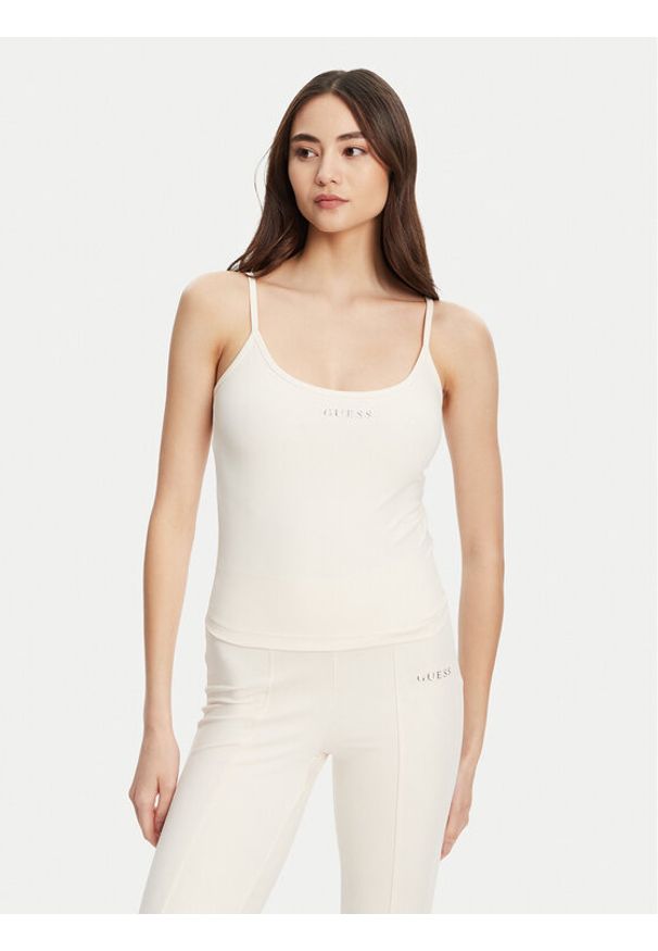 Guess Top V5RP09 KCD02 Écru Regular Fit. Materiał: syntetyk