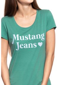 Mustang - MUSTANG T SHIRT DAMSKI Alexia C Print Deep Sea 1009391 6318. Wzór: nadruk