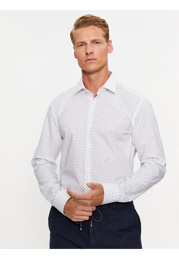 Hugo Koszula Kenno 50495103 Biały Slim Fit. Kolor: biały. Materiał: bawełna