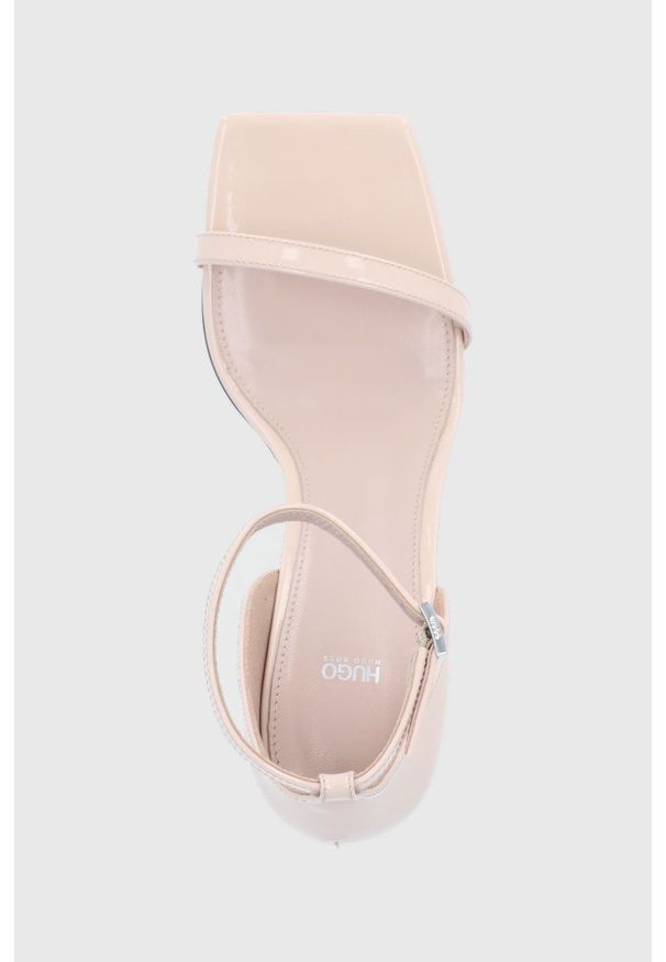 Hugo Sandały skórzane Tonic Sandal 85-P. Zapięcie: klamry. Kolor: beżowy. Materiał: skóra. Obcas: na obcasie. Wysokość obcasa: średni